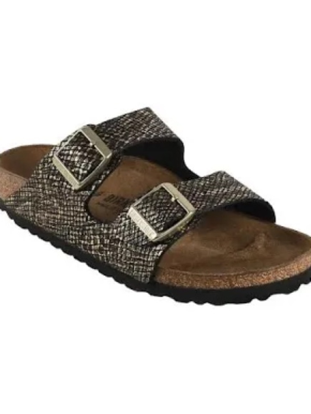 Birkenstock Arizona Microfiber Metallic Brown Snake-Print Sandals sz 37